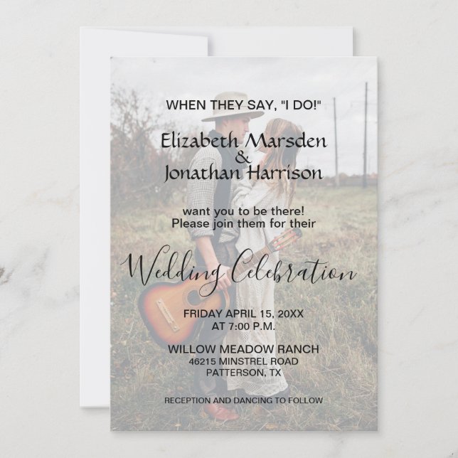 Photo When They Say I Do Guitar Country Wedding Invitation (Front)