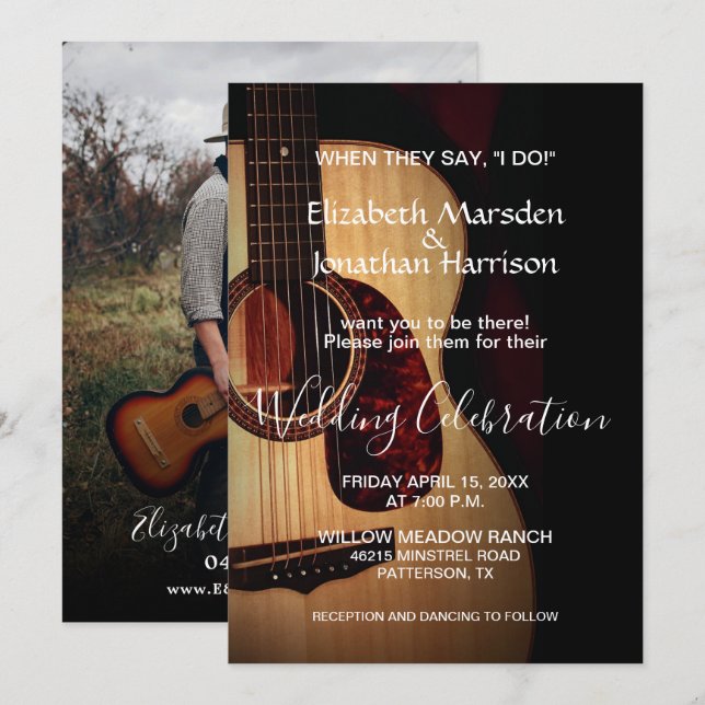 Photo When They Say I Do Guitar Country Wedding Invitation (Front/Back)