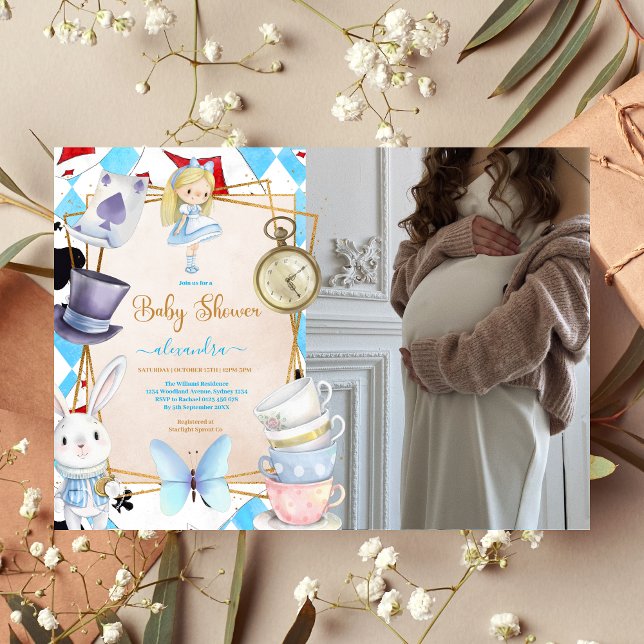 Photo Whimsical Alice in Wonderland Baby Shower Invitation (Creator Uploaded)