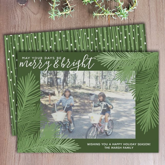 Photo Whimsical Branches Calligraphy Christmas Holiday Card (Creator Uploaded)