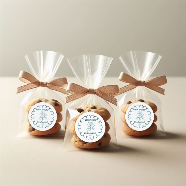 Photo Whimsical Quirky Doodle Holiday Classic Round Sticker (Creator Uploaded)