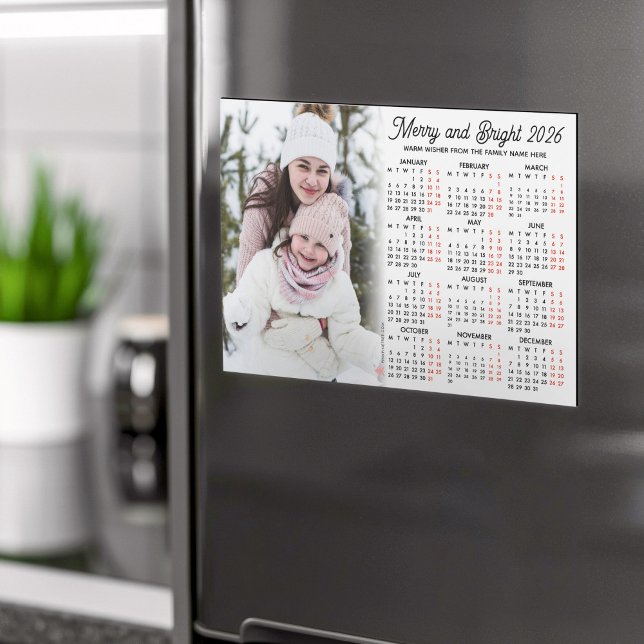 Photo White Calendar 2026 Family Magnetic Card (Creator Uploaded)