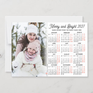 Photo White Calendar 2027 Family Magnetic Card