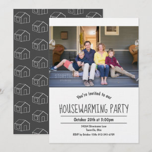 Photo White Grey Housewarming Invitation