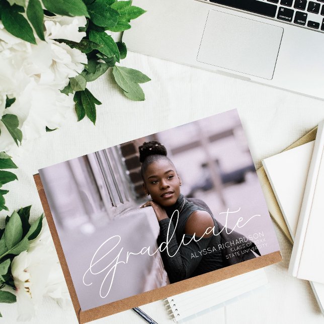 Photo & White Landscape Typography Graduation 2 Invitation (Creator Uploaded)