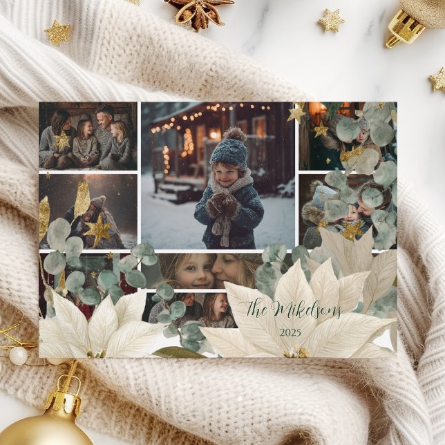 Photo White Poinsettia Holiday Party Card (Creator Uploaded)