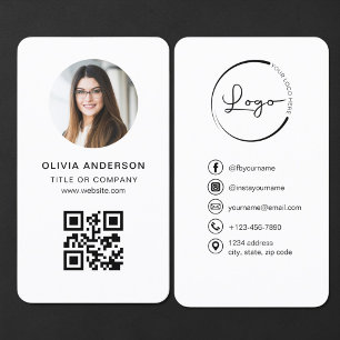 Photo White QR Code Business Card