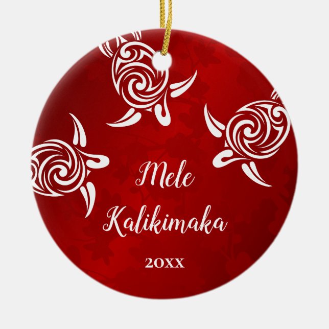 PHOTO White Turtles | Mele Kalikimaka  Ceramic Tree Decoration (Front)