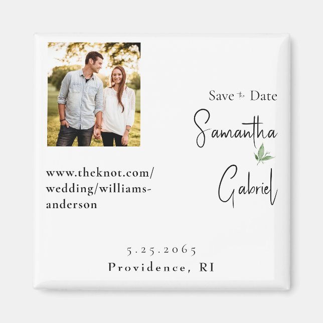 Photo White Wedding Save the Date Magnet (Front)