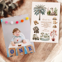 Photo Wild One Jungle Safari Animals Boy 1st