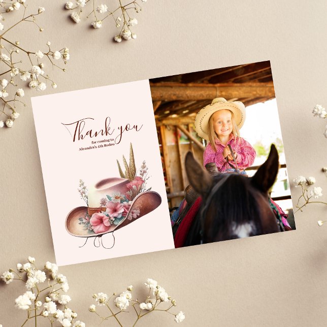 Photo Wild West Cowgirl Country Western Birthday  Thank You Card (Creator Uploaded)