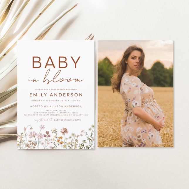 Photo Wildflower Baby in Bloom Baby Shower Invitation (Creator Uploaded)