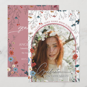 Photo Wildflower Graduation Party Invitation