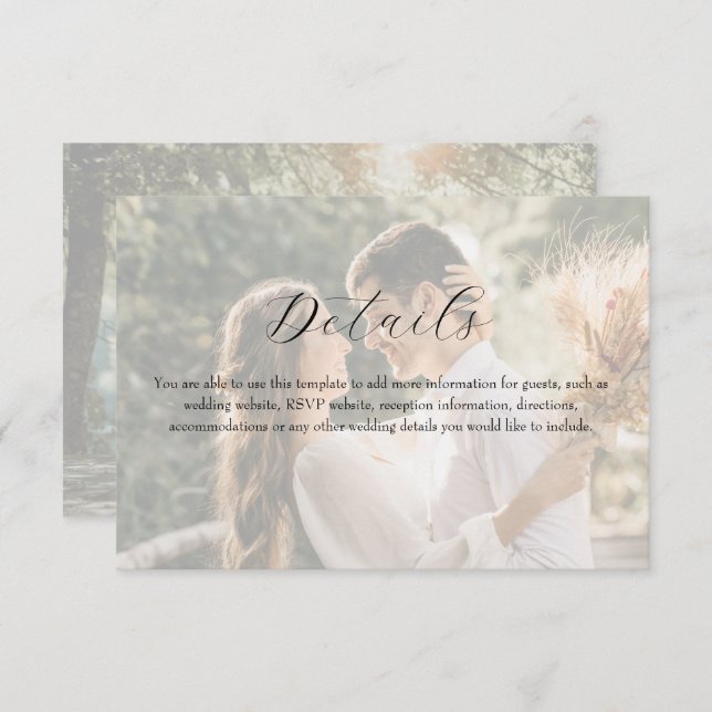 Photo Wildflower Wedding Details Enclosure Card (Front/Back)