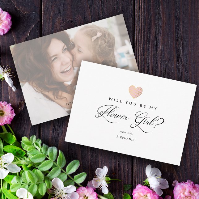 Photo Will You Be My flower Girl Pink Heart (Creator Uploaded)