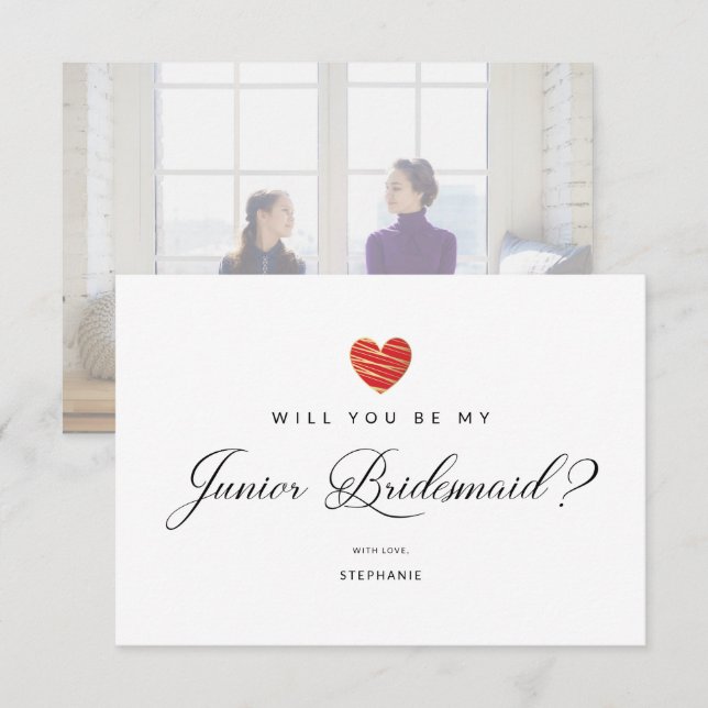 Photo Will You Be My Junior Bridesmaid Red Heart (Front/Back)