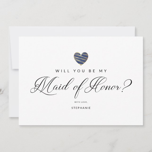 Photo Will You Be My Maid of Honor Navy Heart (Front)