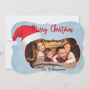 Photo Window With Santa Hat Fancy Cut Christmas Holiday Card