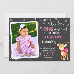 Photo Winter onederland 1st birthday invitation