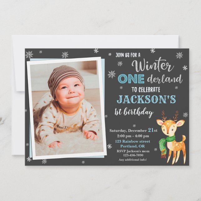 Photo Winter onederland 1st birthday invitation (Front)