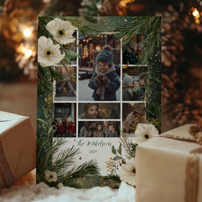 Photo Winter White Anemone Christmas Party Holiday Card (Creator Uploaded)