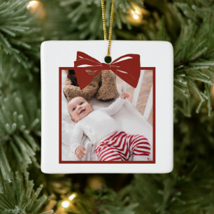 Photo with a Bow Personalised Ceramic Ornament