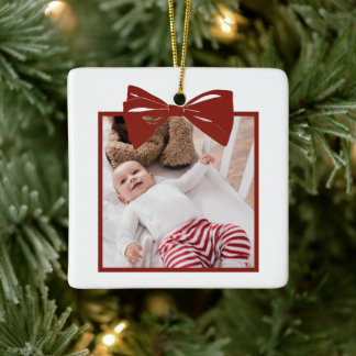 Photo with a Bow Personalised Ceramic Ornament