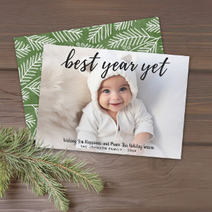 Photo with Best Year Yet - modern Calligraphy Holiday Card