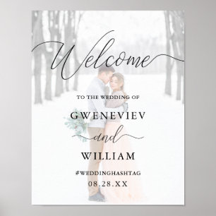 Photo with Calligraphy Wedding Welcome Sign