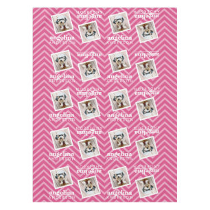 Photo with Chevron Pattern and Custom Name Tablecloth
