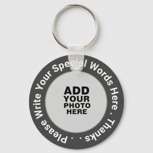 photo with custom text on gray nice promo key ring