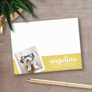 Photo with Gold Chevron Pattern and Custom Name Post-it Notes