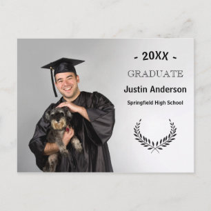 Photo with Laurel Branches - Graduation Postcard