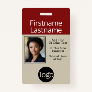 Photo with Logo and Company Information Name ID Badge