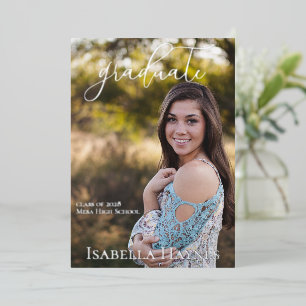 Photo with Modern Script Graduation Announcement