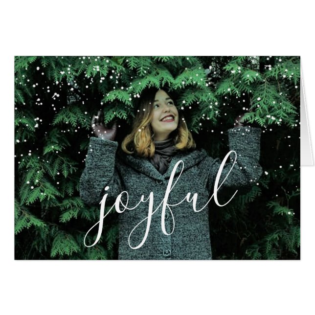 Photo, With Name, Joyful, Christmas Card (Front Horizontal)