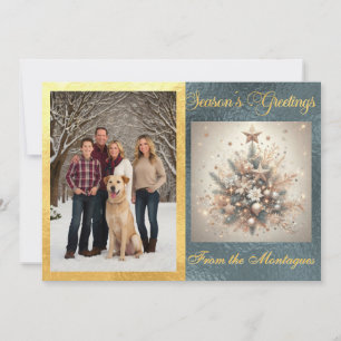 Photo with Pearl Christmas Design Holiday Card