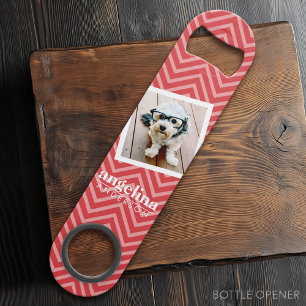 Photo with Red Chevron Pattern Custom Name