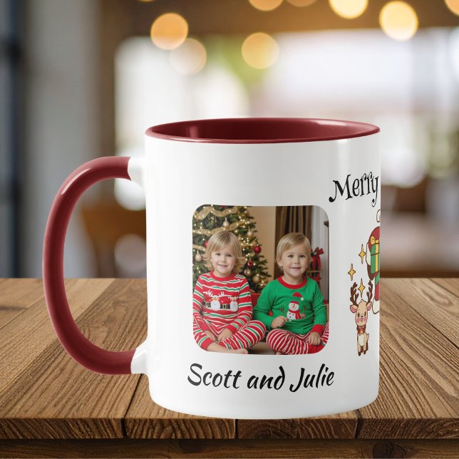 Photo With Santa Merry Christmas  Personalize Mug (add your children's name, current holiday year, and photo to this keepsake christmas accent.)
