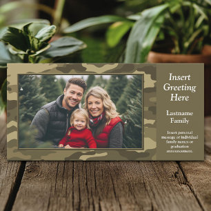 Photo with Tan Camo Military Theme Holiday Card