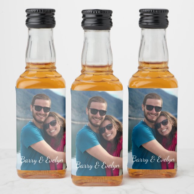 Photo with Text at Bottom Mini Liquor Labels (Bottles)