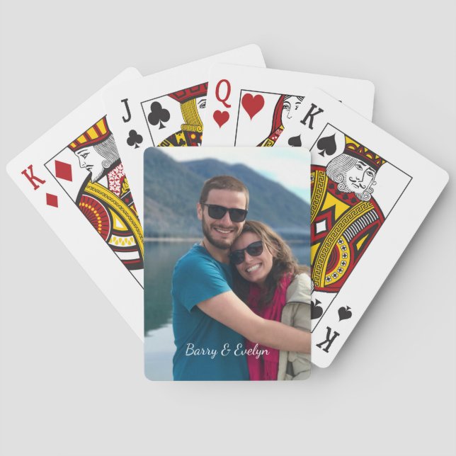 Photo with Text at Bottom Personalised  Playing Cards (Back)