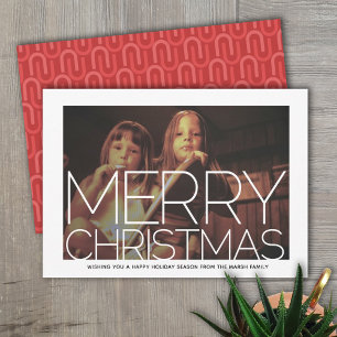 Photo with White Border - Retro Pattern Christmas Holiday Card