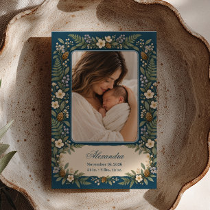 Photo Woodland Blossom Birth Announcement