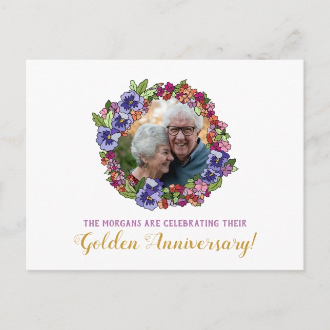 Photo Wreath Card Shower Golden Anniversary (Front)