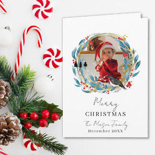Photo Wreath Family Christmas Card