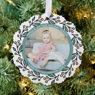 Photo Wreath Framed Personalised Christmas Tree Decoration Card