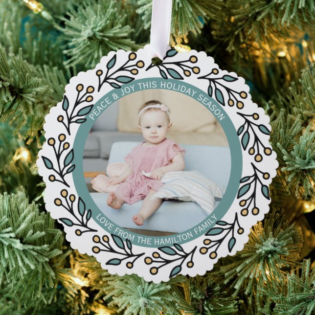 Photo Wreath Framed Personalised Christmas Tree Decoration Card (Insitu (Tree))