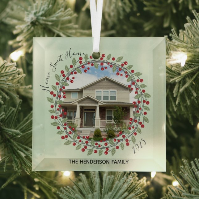  Photo Wreath Home Sweet Home Christmas Tree Glass Tree Decoration (Insitu)