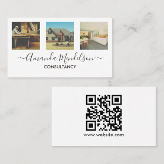 Photo x3 text and QR code or logo Business Card